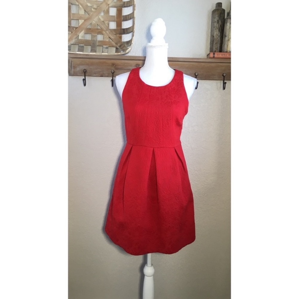 Anthropologie Red Textured Sleeveless Mini Dress